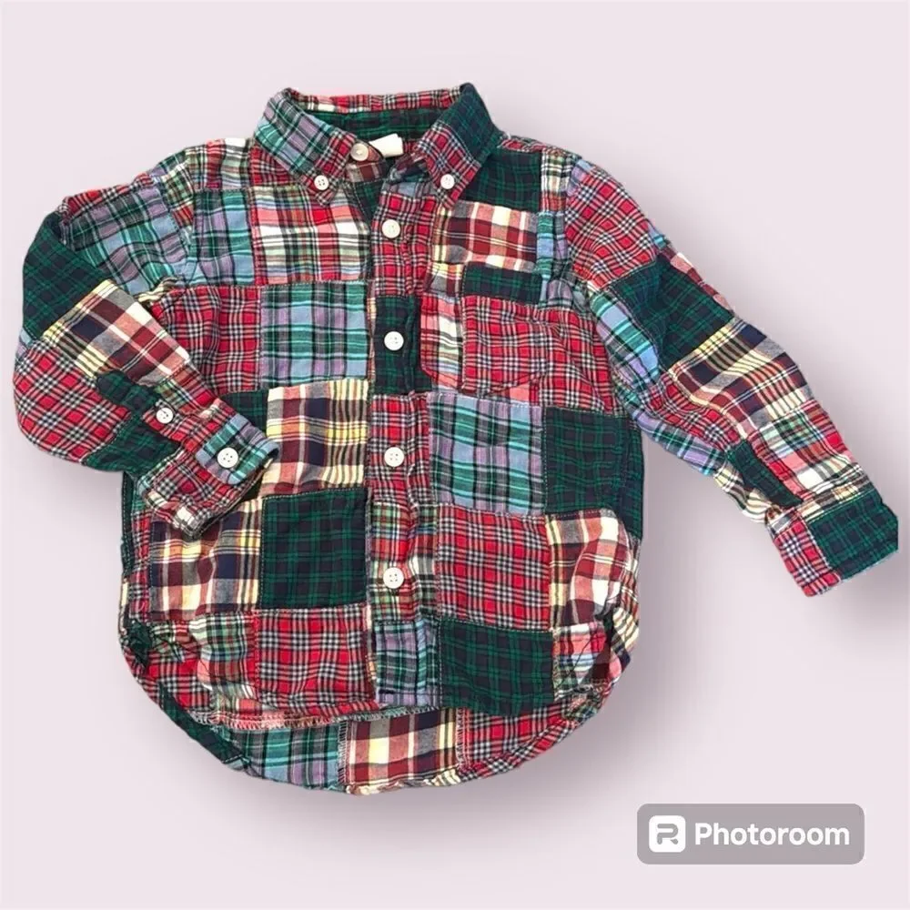 BABY GAP Madras Patchwork Plaid Button Down Shirt